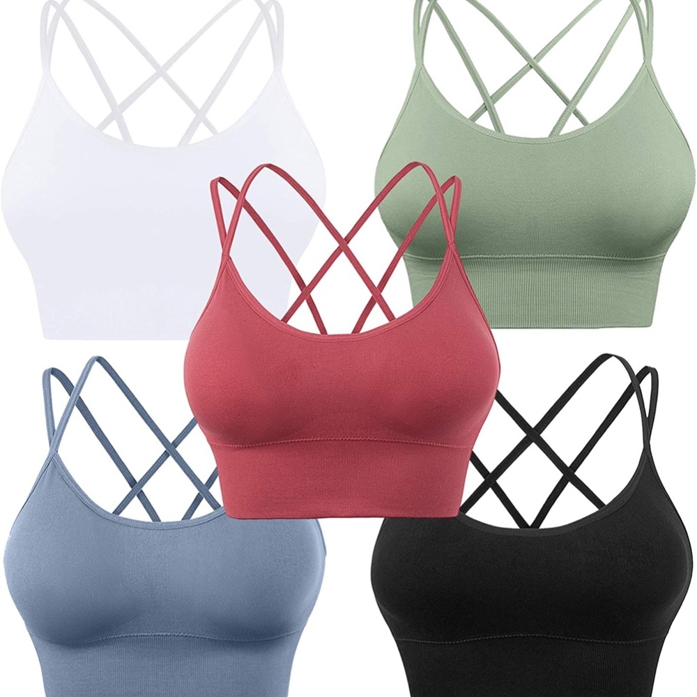 Back Sport Bras - Padded Strappy Criss Cross
